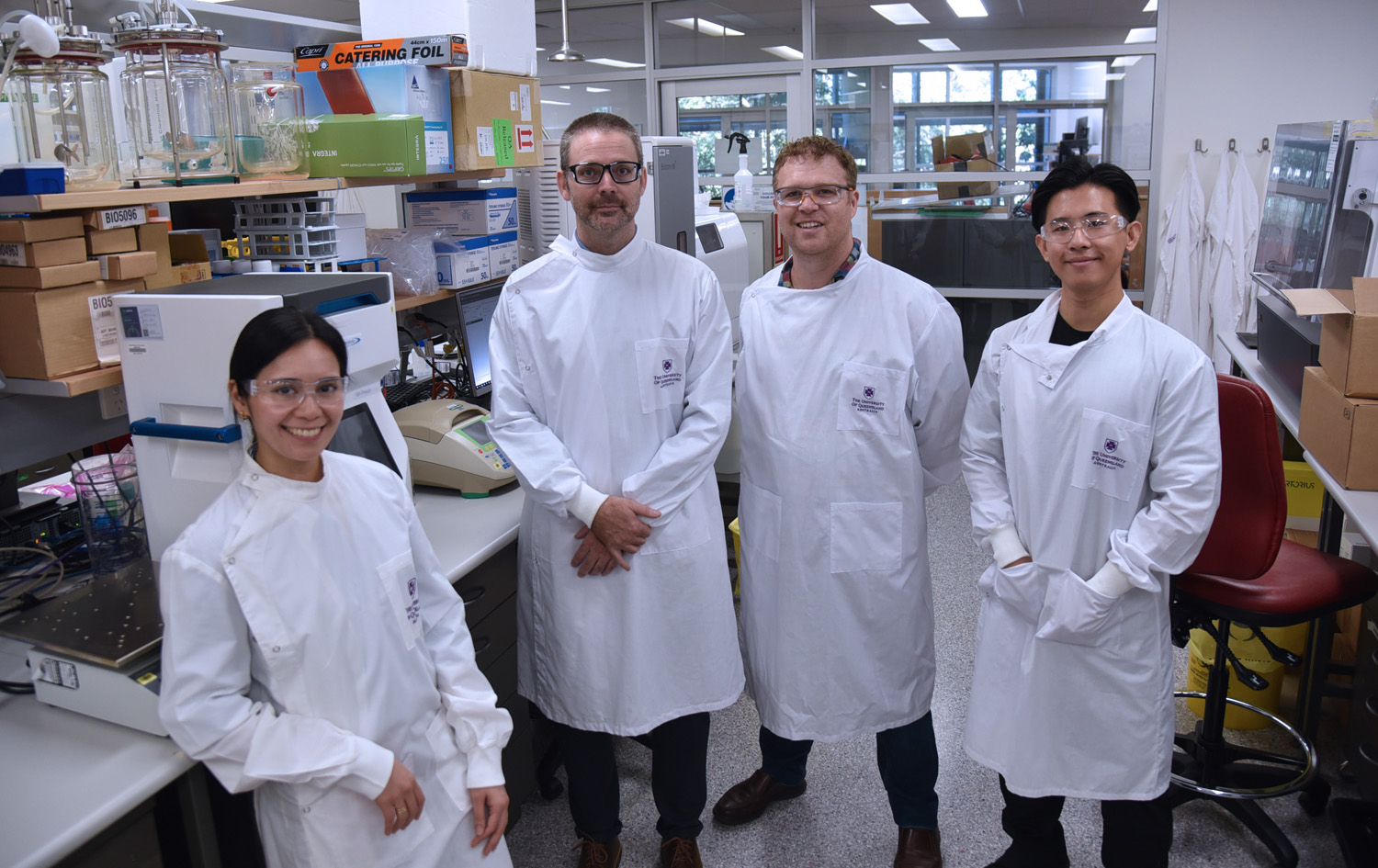 Gray Group researchers Cherica Felize J. Ongtengco, Dr Steven Dingwall, Dr Andrew Prowse and Jinda Sun. 