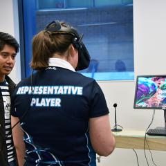 A student from Kingaroy State High School explores the inner workings of a cell using Virtual Reality
