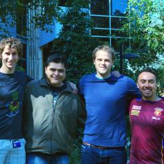 Dow SISCA winning team of students from AIBN's Professor Lars Nielsen Group. From left to right: Tim McCubbin, Carlos Luna Flores, Jason Jooste, Axayacatl Gonzalez Garcia