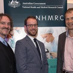 UQ awardees: Professor Justin Cooper-White, Dr Joseph Powell (UQ IMB) and Professor Kirill Alexandrov. Image courtesy of NHMRC.