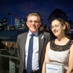 Dr Claudia Vickers and Science Minister Ian Walker at the 2014 Science Celebration ceremony