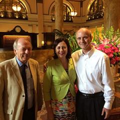 L - R: AIBN Director, Professor Peter Gray; Queensland Premier Annastacia Palaszczuk; Dr Dimiter Dimitrov, National Institutes of Health (NIH) in Washington